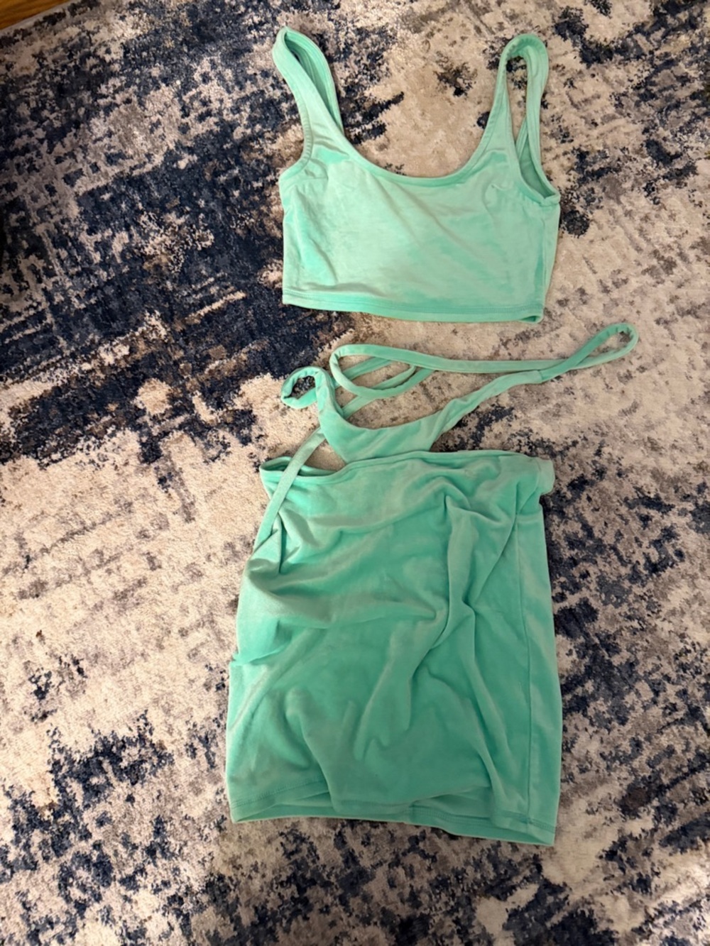 Fashion Nova Mint Green Scoop Neck Crop Top & Matching Skirt